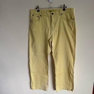 Sigrid Olsen‎ Yellow Cotton Blend Cropped Pants Size 10 Casual